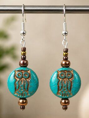 Handmade Owl Drop Earrings | Sterling Silver